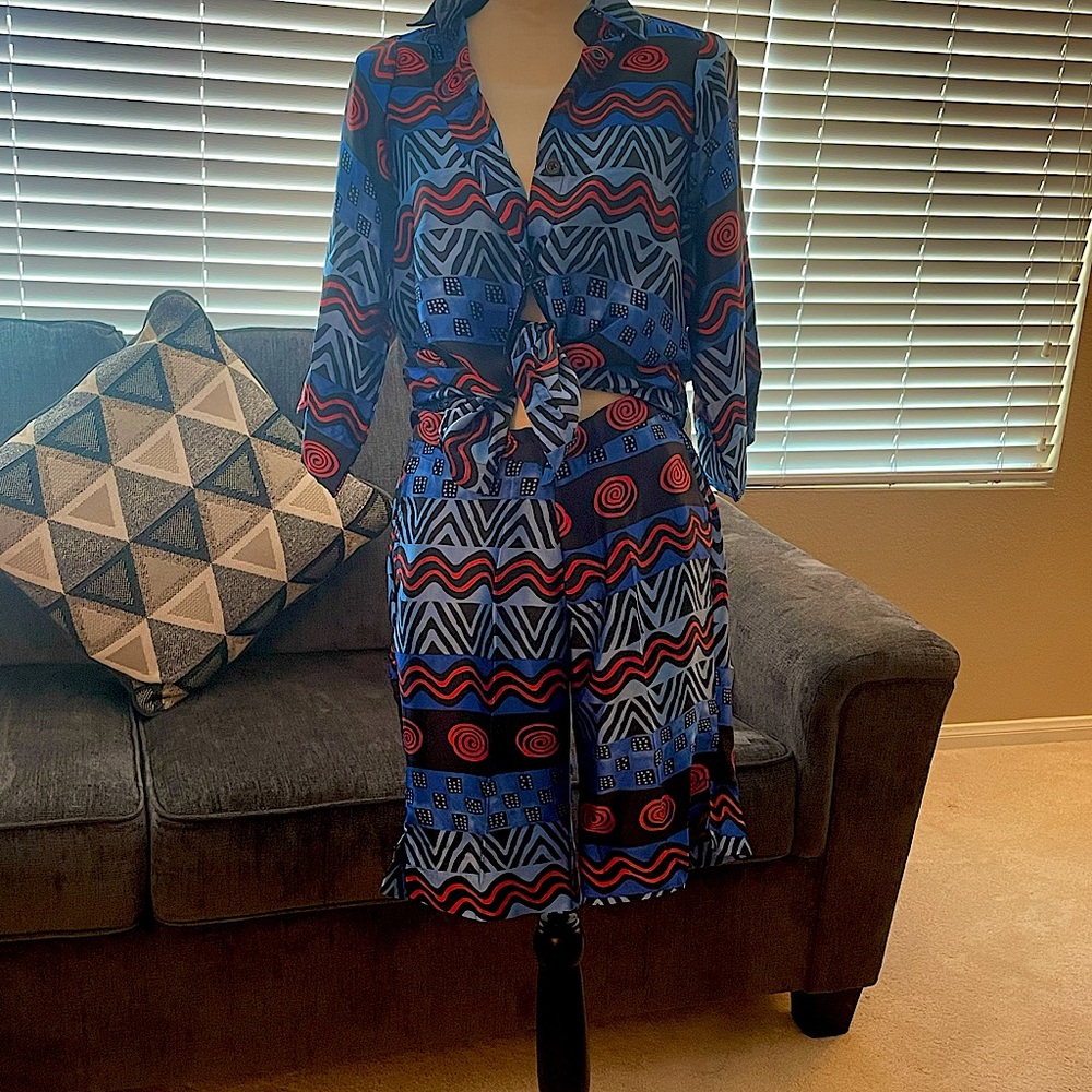 Two piece shorts and blouse set